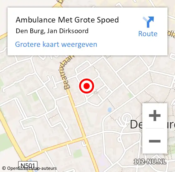 Locatie op kaart van de 112 melding: Ambulance Met Grote Spoed Naar Den Burg, Jan Dirksoord op 3 november 2024 11:30