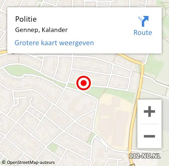 Locatie op kaart van de 112 melding: Politie Gennep, Kalander op 3 november 2024 11:34