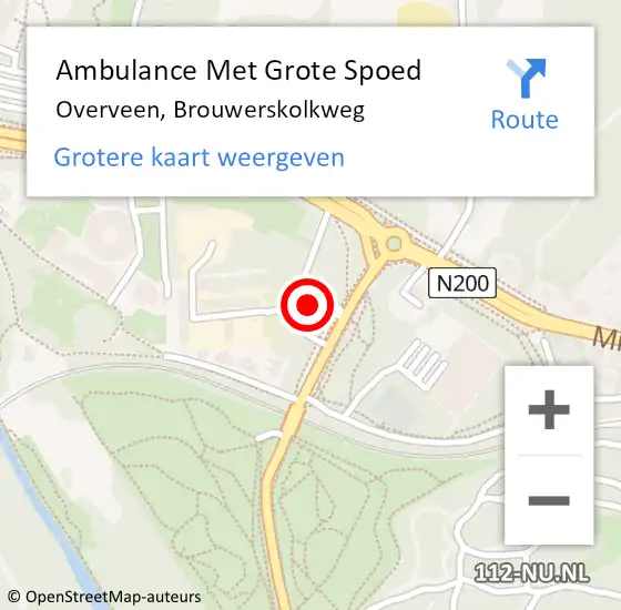 Locatie op kaart van de 112 melding: Ambulance Met Grote Spoed Naar Overveen, Brouwerskolkweg op 3 november 2024 11:42