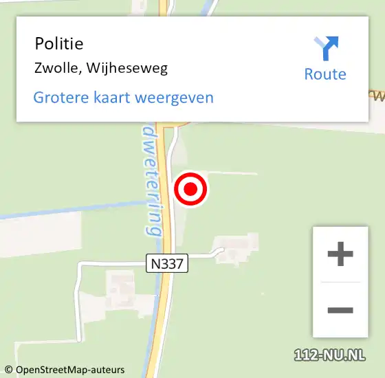 Locatie op kaart van de 112 melding: Politie Zwolle, Wijheseweg op 3 november 2024 11:44