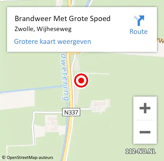 Locatie op kaart van de 112 melding: Brandweer Met Grote Spoed Naar Zwolle, Wijheseweg op 3 november 2024 11:45