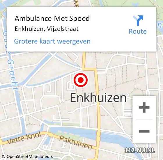 Locatie op kaart van de 112 melding: Ambulance Met Spoed Naar Enkhuizen, Vijzelstraat op 3 november 2024 12:09