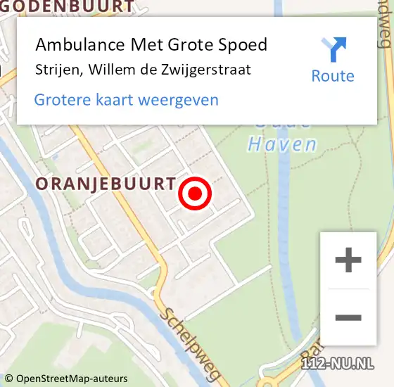 Locatie op kaart van de 112 melding: Ambulance Met Grote Spoed Naar Strijen, Willem de Zwijgerstraat op 3 november 2024 12:25