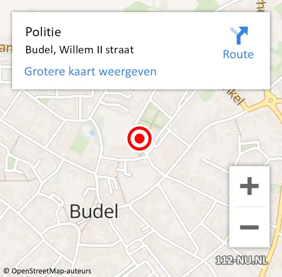 Locatie op kaart van de 112 melding: Politie Budel, Willem II straat op 3 november 2024 12:30