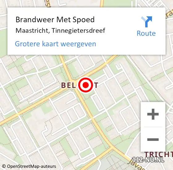 Locatie op kaart van de 112 melding: Brandweer Met Spoed Naar Maastricht, Tinnegietersdreef op 3 november 2024 12:50