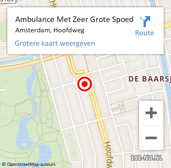 Locatie op kaart van de 112 melding: Ambulance Met Zeer Grote Spoed Naar Amsterdam, Hoofdweg op 3 november 2024 12:52