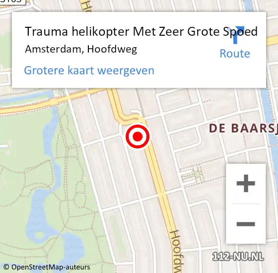 Locatie op kaart van de 112 melding: Trauma helikopter Met Zeer Grote Spoed Naar Amsterdam, Hoofdweg op 3 november 2024 12:53