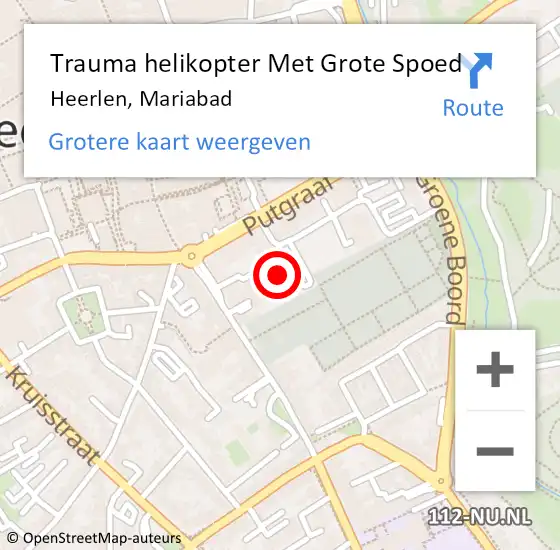 Locatie op kaart van de 112 melding: Trauma helikopter Met Grote Spoed Naar Heerlen, Mariabad op 3 november 2024 13:06