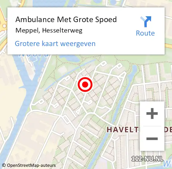 Locatie op kaart van de 112 melding: Ambulance Met Grote Spoed Naar Meppel, Hesselterweg op 3 november 2024 13:41