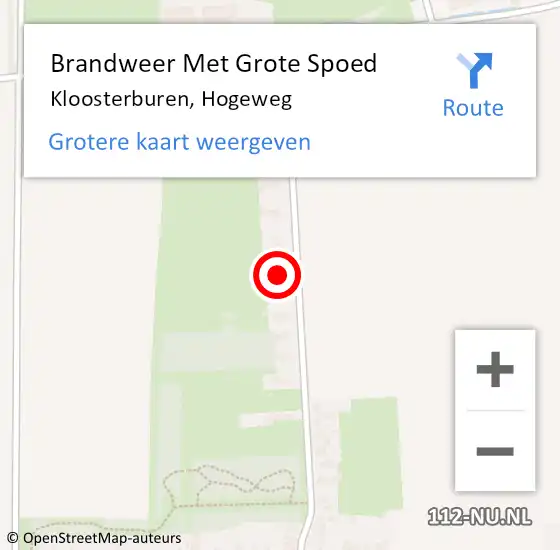 Locatie op kaart van de 112 melding: Brandweer Met Grote Spoed Naar Kloosterburen, Hogeweg op 3 november 2024 13:46