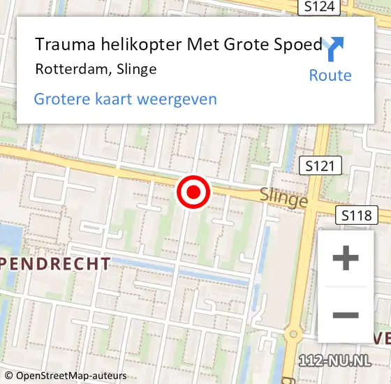 Locatie op kaart van de 112 melding: Trauma helikopter Met Grote Spoed Naar Rotterdam, Slinge op 3 november 2024 13:49