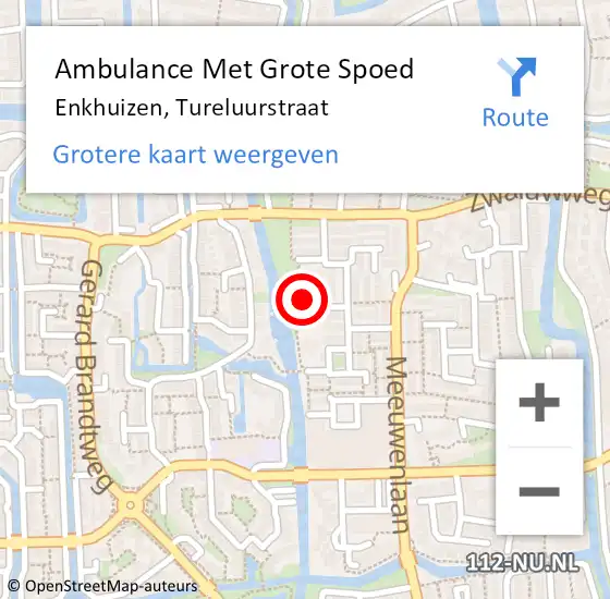 Locatie op kaart van de 112 melding: Ambulance Met Grote Spoed Naar Enkhuizen, Tureluurstraat op 3 november 2024 13:51