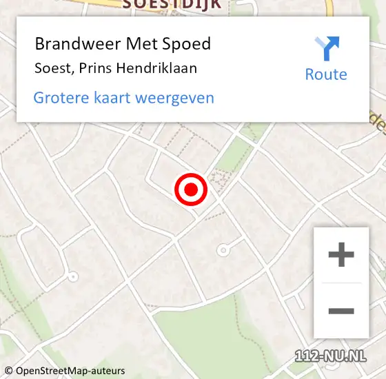 Locatie op kaart van de 112 melding: Brandweer Met Spoed Naar Soest, Prins Hendriklaan op 3 november 2024 13:56