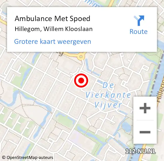 Locatie op kaart van de 112 melding: Ambulance Met Spoed Naar Hillegom, Willem Klooslaan op 3 november 2024 14:12