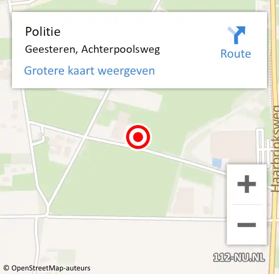 Locatie op kaart van de 112 melding: Politie Geesteren, Achterpoolsweg op 3 november 2024 14:17