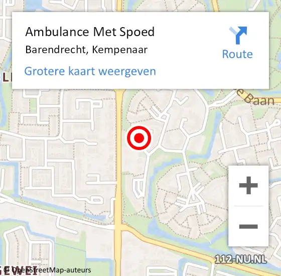 Locatie op kaart van de 112 melding: Ambulance Met Spoed Naar Barendrecht, Kempenaar op 3 november 2024 14:20