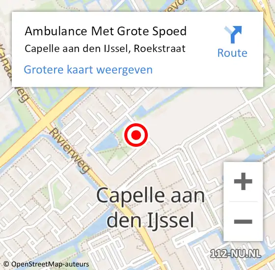 Locatie op kaart van de 112 melding: Ambulance Met Grote Spoed Naar Capelle aan den IJssel, Roekstraat op 3 november 2024 14:37