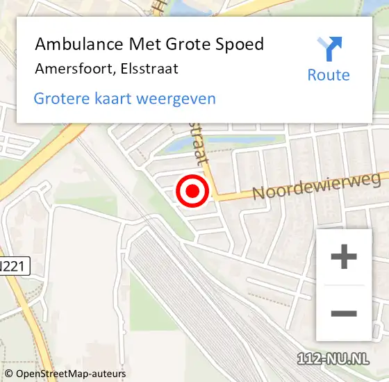 Locatie op kaart van de 112 melding: Ambulance Met Grote Spoed Naar Amersfoort, Elsstraat op 25 oktober 2014 17:53