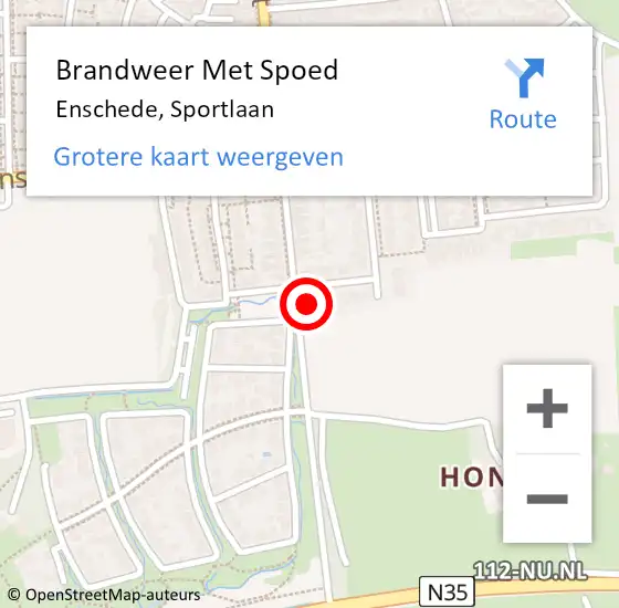 Locatie op kaart van de 112 melding: Brandweer Met Spoed Naar Enschede, Sportlaan op 3 november 2024 15:27