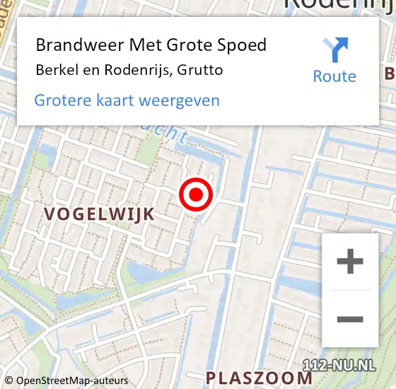 Locatie op kaart van de 112 melding: Brandweer Met Grote Spoed Naar Berkel en Rodenrijs, Grutto op 3 november 2024 15:28