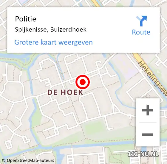 Locatie op kaart van de 112 melding: Politie Spijkenisse, Buizerdhoek op 3 november 2024 15:40