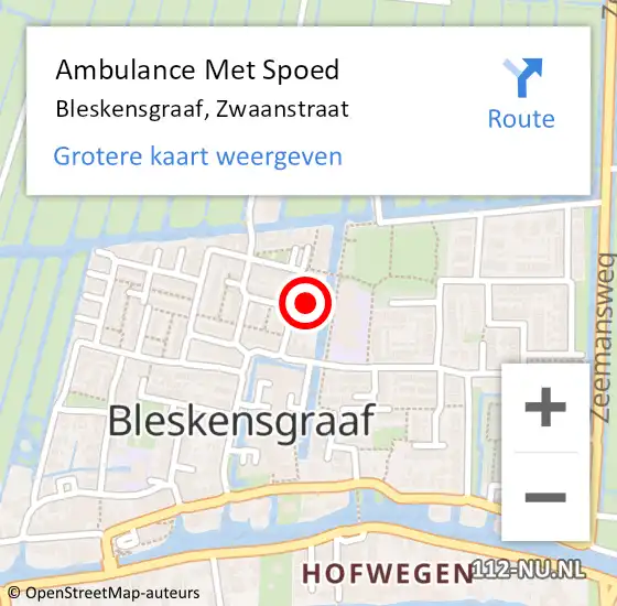 Locatie op kaart van de 112 melding: Ambulance Met Spoed Naar Bleskensgraaf, Zwaanstraat op 3 november 2024 15:57