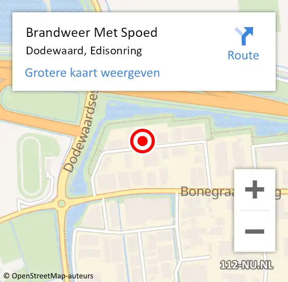 Locatie op kaart van de 112 melding: Brandweer Met Spoed Naar Dodewaard, Edisonring op 3 november 2024 15:58