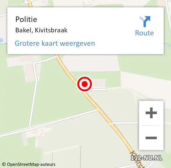 Locatie op kaart van de 112 melding: Politie Bakel, Kivitsbraak op 3 november 2024 16:00