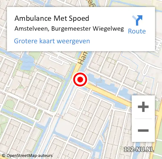 Locatie op kaart van de 112 melding: Ambulance Met Spoed Naar Amstelveen, Burgemeester Wiegelweg op 3 november 2024 16:24