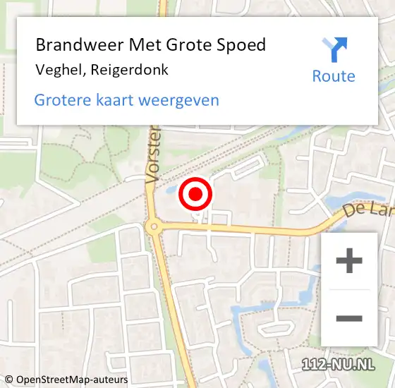 Locatie op kaart van de 112 melding: Brandweer Met Grote Spoed Naar Veghel, Reigerdonk op 3 november 2024 16:31