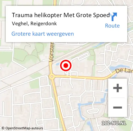 Locatie op kaart van de 112 melding: Trauma helikopter Met Grote Spoed Naar Veghel, Reigerdonk op 3 november 2024 16:33