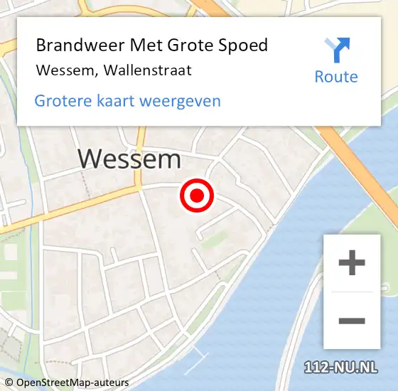 Locatie op kaart van de 112 melding: Brandweer Met Grote Spoed Naar Wessem, Wallenstraat op 3 november 2024 17:05