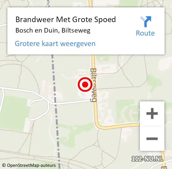 Locatie op kaart van de 112 melding: Brandweer Met Grote Spoed Naar Bosch en Duin, Biltseweg op 3 november 2024 17:09