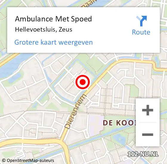 Locatie op kaart van de 112 melding: Ambulance Met Spoed Naar Hellevoetsluis, Zeus op 3 november 2024 17:20