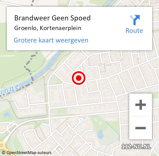 Locatie op kaart van de 112 melding: Brandweer Geen Spoed Naar Groenlo, Kortenaerplein op 3 november 2024 17:27