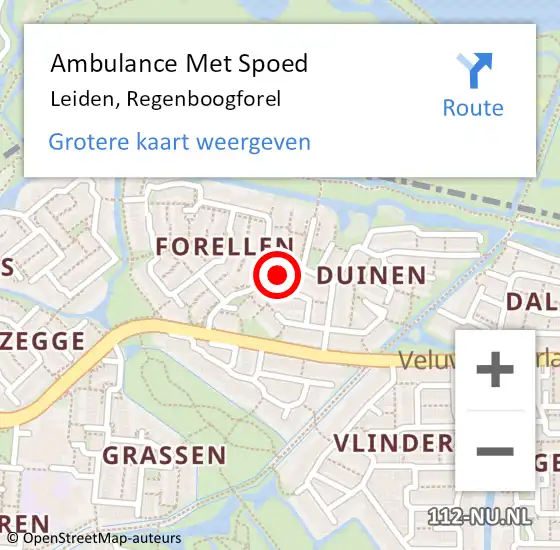 Locatie op kaart van de 112 melding: Ambulance Met Spoed Naar Waddinxveen, Regenboogforel op 3 november 2024 17:29