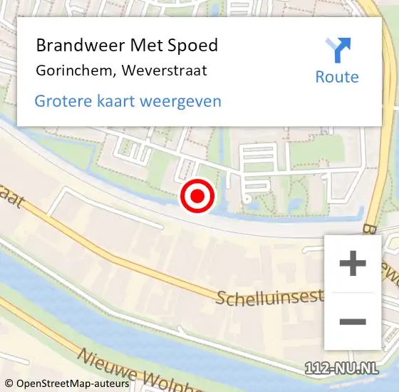 Locatie op kaart van de 112 melding: Brandweer Met Spoed Naar Gorinchem, Weverstraat op 3 november 2024 17:32