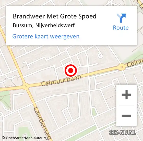 Locatie op kaart van de 112 melding: Brandweer Met Grote Spoed Naar Bussum, Nijverheidswerf op 3 november 2024 17:41