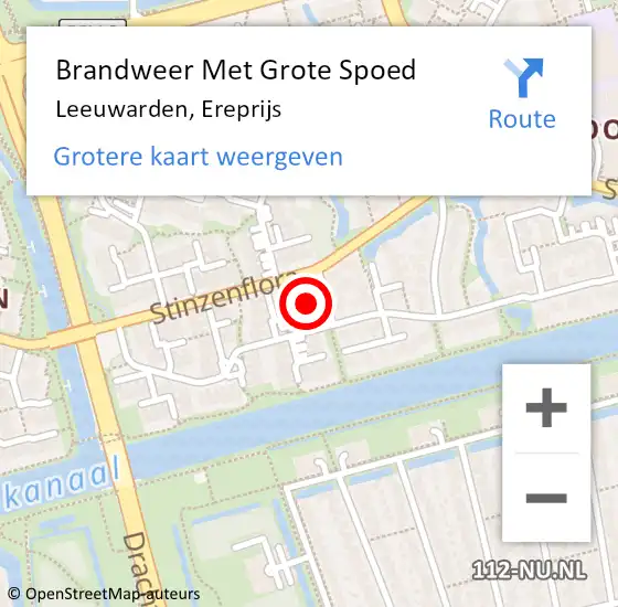 Locatie op kaart van de 112 melding: Brandweer Met Grote Spoed Naar Leeuwarden, Ereprijs op 25 oktober 2014 18:09
