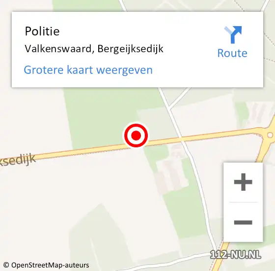 Locatie op kaart van de 112 melding: Politie Valkenswaard, Bergeijksedijk op 3 november 2024 17:58