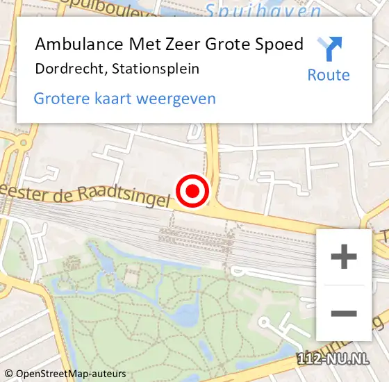 Locatie op kaart van de 112 melding: Ambulance Met Zeer Grote Spoed Naar Dordrecht, Stationsplein op 3 november 2024 18:03