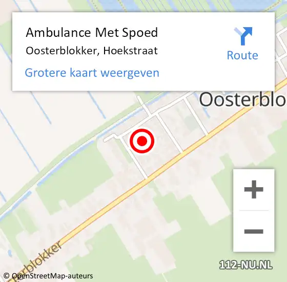 Locatie op kaart van de 112 melding: Ambulance Met Spoed Naar Oosterblokker, Hoekstraat op 3 november 2024 18:22