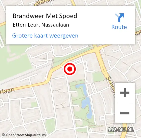 Locatie op kaart van de 112 melding: Brandweer Met Spoed Naar Etten-Leur, Nassaulaan op 3 november 2024 18:23