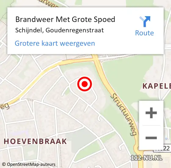 Locatie op kaart van de 112 melding: Brandweer Met Grote Spoed Naar Schijndel, Goudenregenstraat op 3 november 2024 18:32