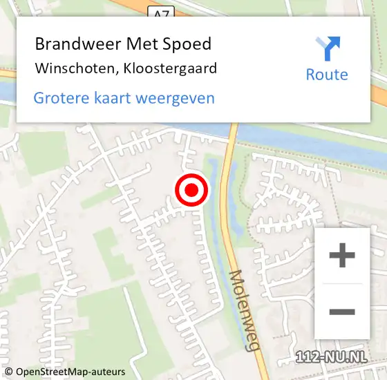 Locatie op kaart van de 112 melding: Brandweer Met Spoed Naar Winschoten, Kloostergaard op 3 november 2024 18:40