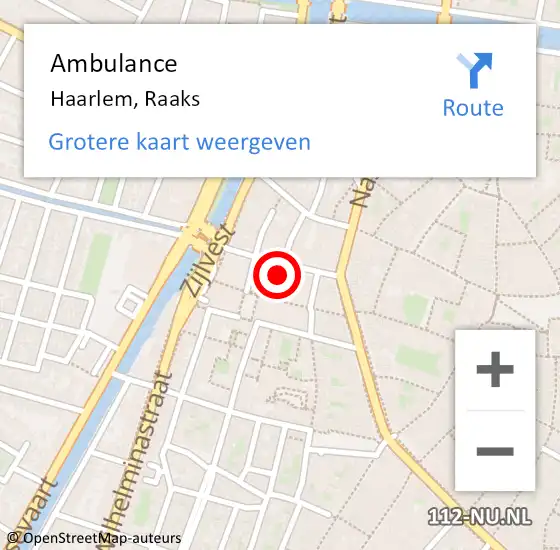 Locatie op kaart van de 112 melding: Ambulance Haarlem, Raaks op 3 november 2024 18:57