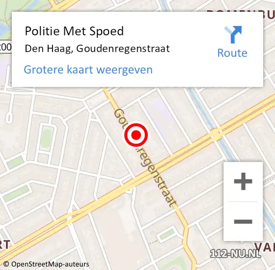 Locatie op kaart van de 112 melding: Politie Met Spoed Naar Den Haag, Goudenregenstraat op 3 november 2024 19:15