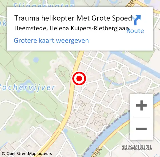 Locatie op kaart van de 112 melding: Trauma helikopter Met Grote Spoed Naar Heemstede, Helena Kuipers-Rietberglaan op 3 november 2024 19:29