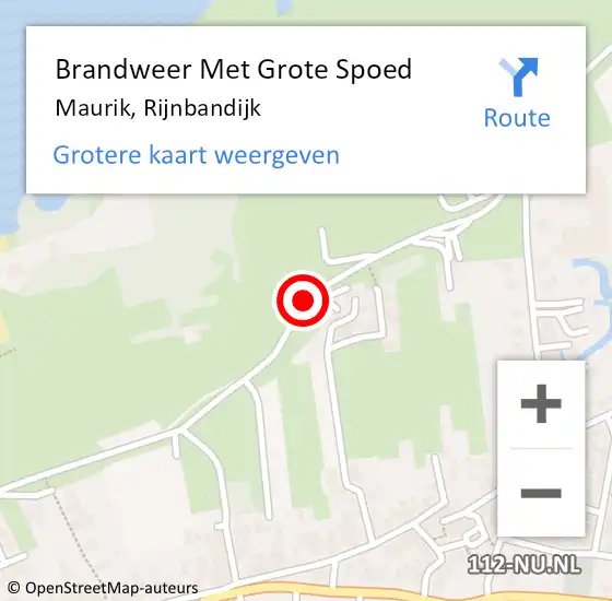 Locatie op kaart van de 112 melding: Brandweer Met Grote Spoed Naar Maurik, Rijnbandijk op 25 oktober 2014 18:16