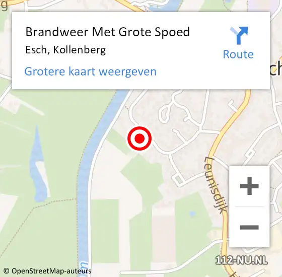 Locatie op kaart van de 112 melding: Brandweer Met Grote Spoed Naar Esch, Kollenberg op 3 november 2024 19:44